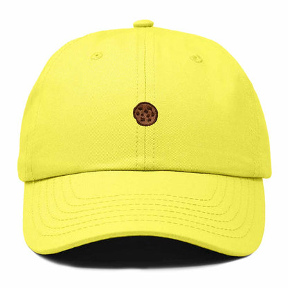 Dalix Cookie Embroidered Dad Hat Cotton Cap Adjustable Strap Chocolate Chip Dessert Low Profile Womens in Yellow