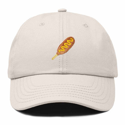 Dalix Corn Dog Embroidered Cotton Dad Hat Food Adjustable Baseball Cap Summer Outdoor Unisex Mens Womens in Beige