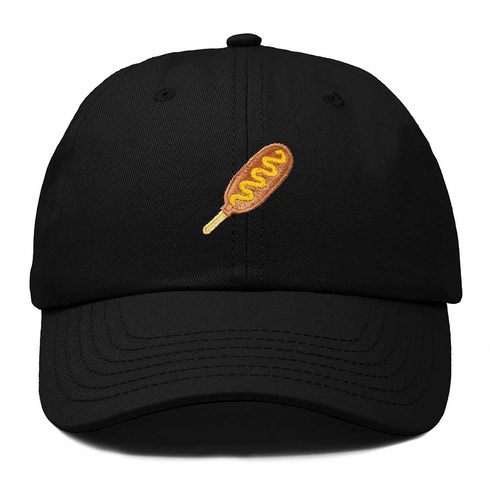 Dalix Corn Dog Embroidered Cotton Dad Hat Food Adjustable Baseball Cap Summer Outdoor Unisex Mens Womens in Black