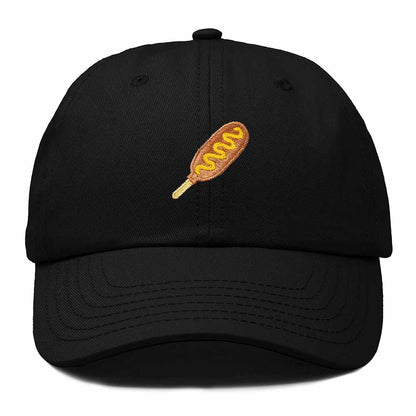 Dalix Corn Dog Embroidered Cotton Dad Hat Food Adjustable Baseball Cap Summer Outdoor Unisex Mens Womens in Black