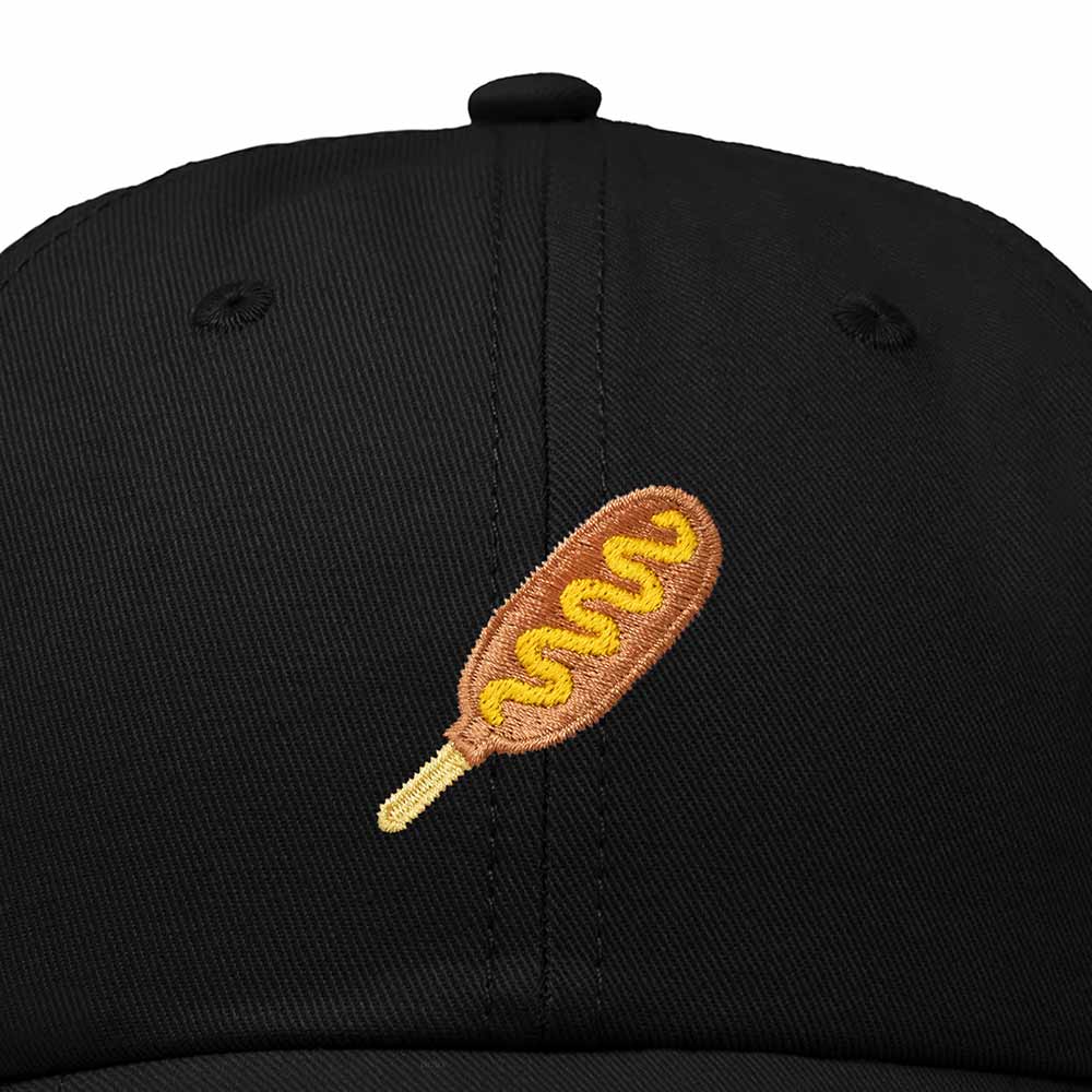Dalix Corn Dog Embroidered Cotton Dad Hat Food Adjustable Baseball Cap Summer Outdoor Unisex Mens Womens in Black