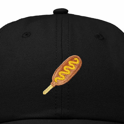 Dalix Corn Dog Embroidered Cotton Dad Hat Food Adjustable Baseball Cap Summer Outdoor Unisex Mens Womens in Black