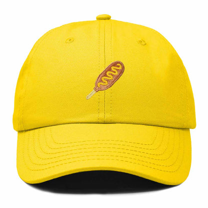 Dalix Corn Dog Embroidered Cotton Dad Hat Food Adjustable Baseball Cap Summer Outdoor Unisex Mens Womens in Gold