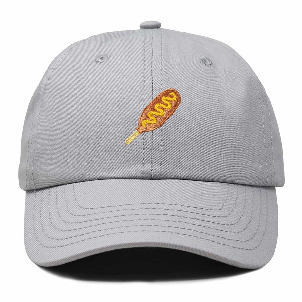 Dalix Corn Dog Embroidered Cotton Dad Hat Food Adjustable Baseball Cap Summer Outdoor Unisex Mens Womens in Gray