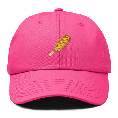Dalix Corn Dog Embroidered Cotton Dad Hat Food Adjustable Baseball Cap Summer Outdoor Unisex Mens Womens in Hot Pink