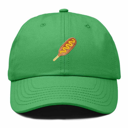 Dalix Corn Dog Embroidered Cotton Dad Hat Food Adjustable Baseball Cap Summer Outdoor Unisex Mens Womens in Kelly Green