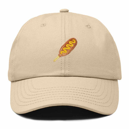 Dalix Corn Dog Embroidered Cotton Dad Hat Food Adjustable Baseball Cap Summer Outdoor Unisex Mens Womens in Khaki