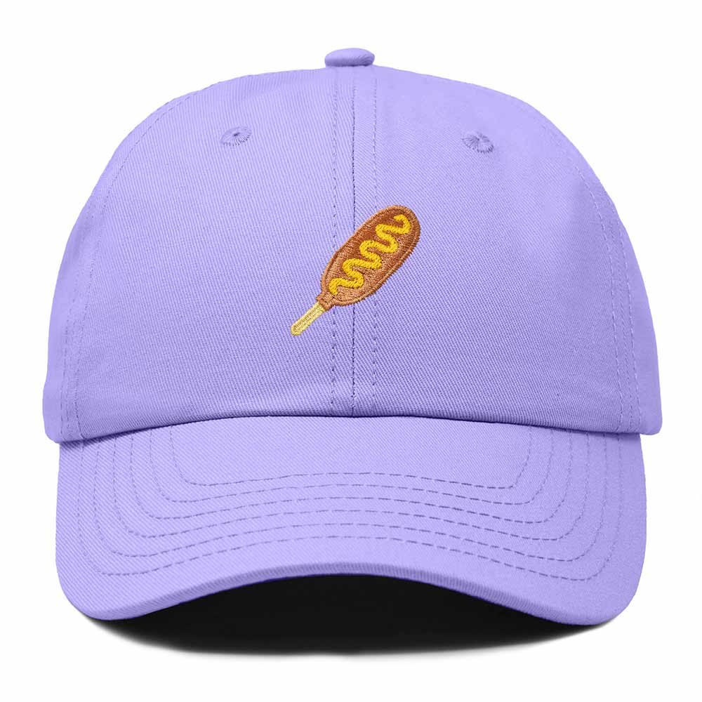 Dalix Corn Dog Embroidered Cotton Dad Hat Food Adjustable Baseball Cap Summer Outdoor Unisex Mens Womens in Lavender