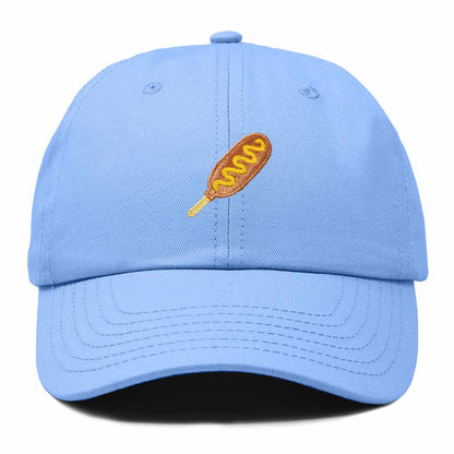 Dalix Corn Dog Embroidered Cotton Dad Hat Food Adjustable Baseball Cap Summer Outdoor Unisex Mens Womens in Light Blue