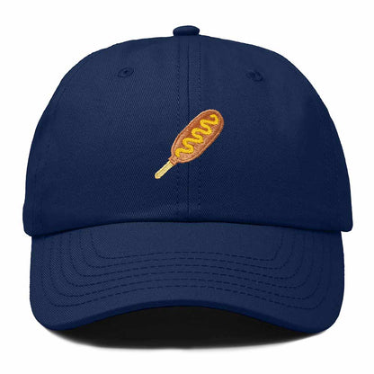 Dalix Corn Dog Embroidered Cotton Dad Hat Food Adjustable Baseball Cap Summer Outdoor Unisex Mens Womens in Navy Blue