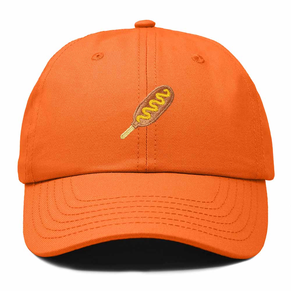Dalix Corn Dog Embroidered Cotton Dad Hat Food Adjustable Baseball Cap Summer Outdoor Unisex Mens Womens in Orange