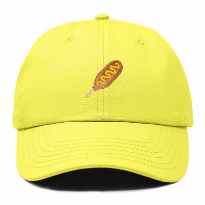 Dalix Corn Dog Embroidered Cotton Dad Hat Food Adjustable Baseball Cap Summer Outdoor Unisex Mens Womens in Yellow