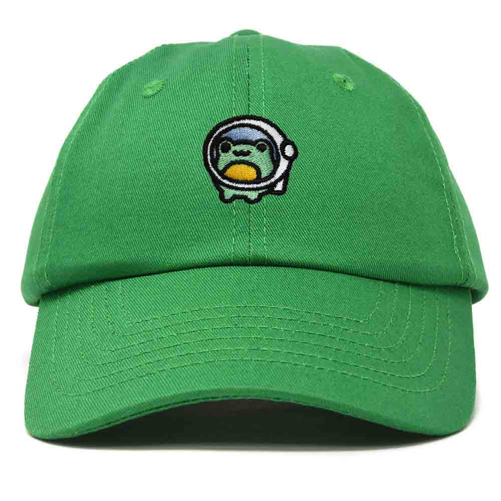 Dalix Cosmic Frog Embroidered Womens Cotton Dad Hat Baseball Cap Adjustable in Kelly Green