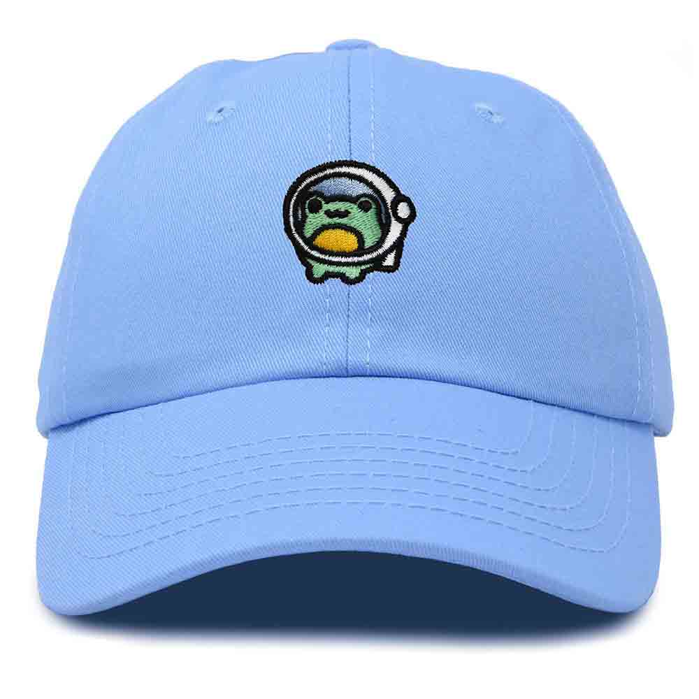 Dalix Cosmic Frog Embroidered Womens Cotton Dad Hat Baseball Cap Adjustable in Light Blue