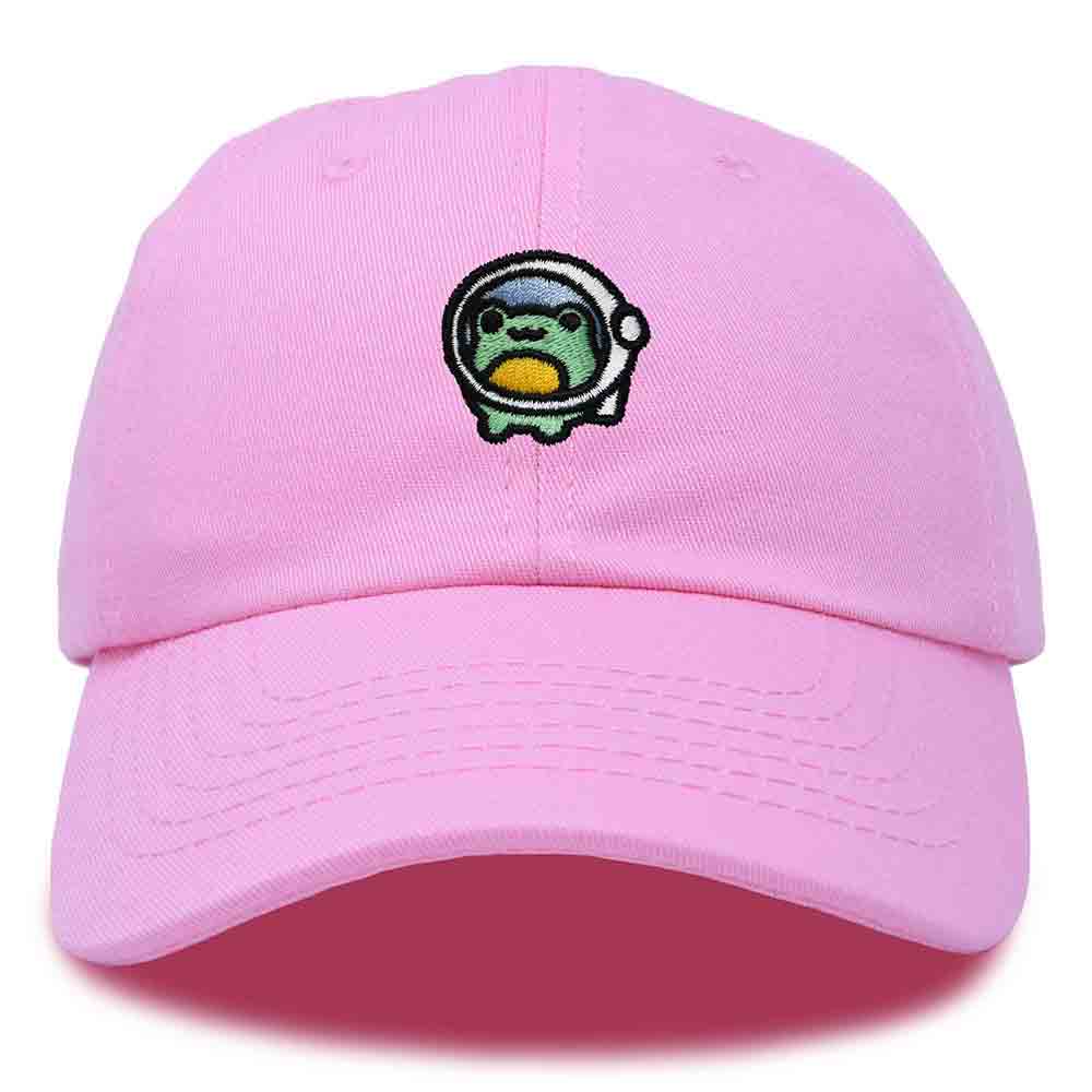Dalix Cosmic Frog Embroidered Womens Cotton Dad Hat Baseball Cap Adjustable in Light Pink