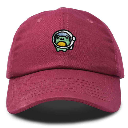 Dalix Cosmic Frog Embroidered Womens Cotton Dad Hat Baseball Cap Adjustable in Maroon