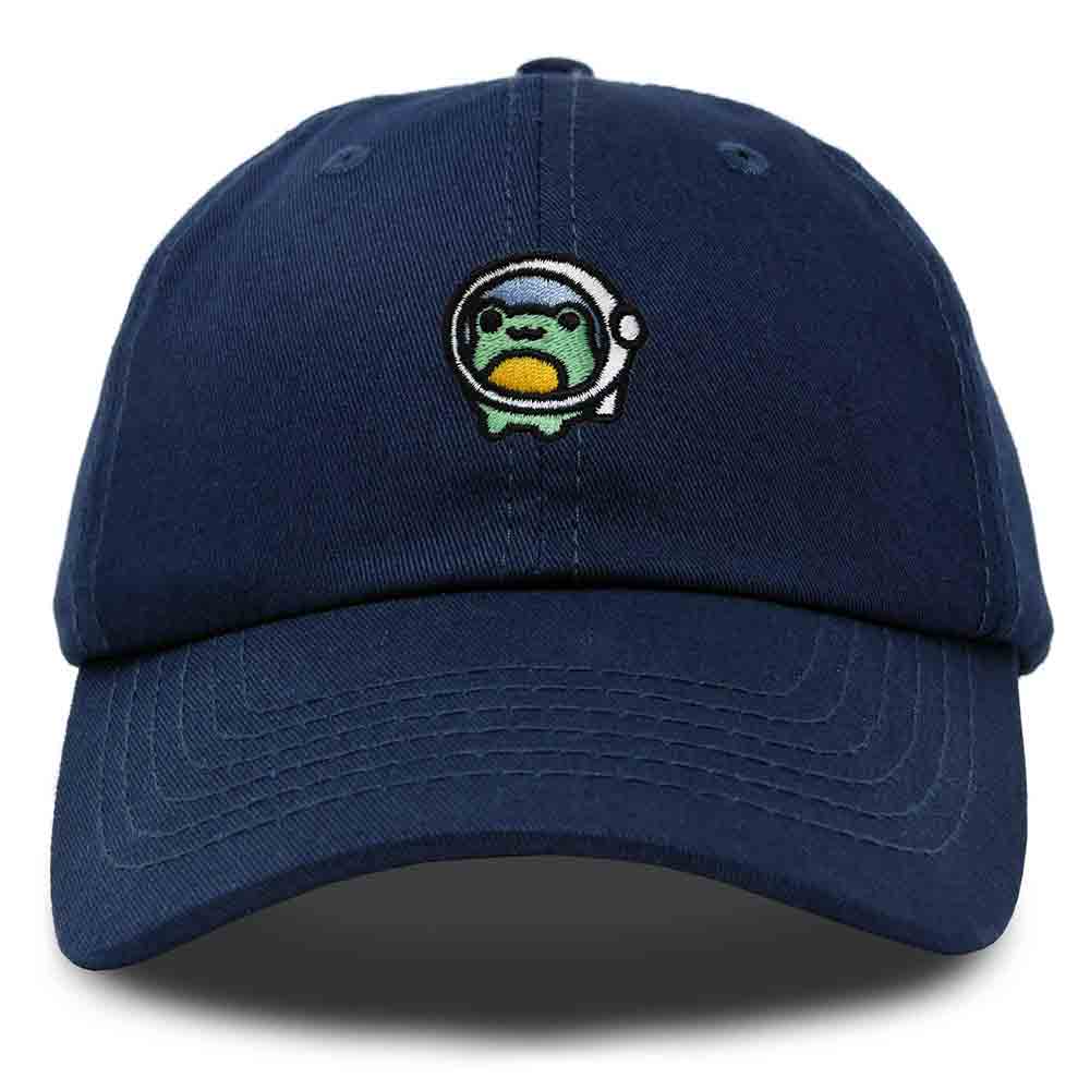 Dalix Cosmic Frog Embroidered Womens Cotton Dad Hat Baseball Cap Adjustable in Navy Blue