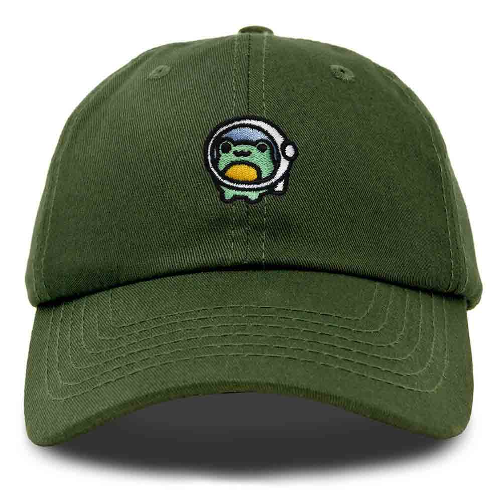 Dalix Cosmic Frog Embroidered Womens Cotton Dad Hat Baseball Cap Adjustable in Olive