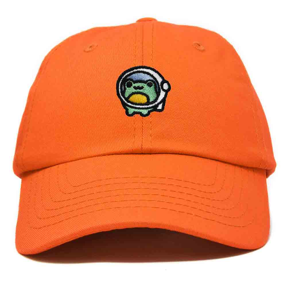 Dalix Cosmic Frog Embroidered Womens Cotton Dad Hat Baseball Cap Adjustable in Orange