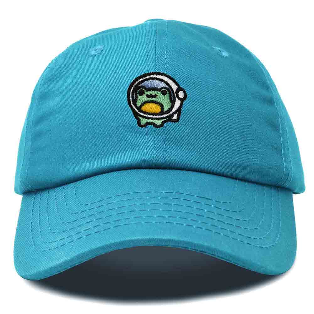 Dalix Cosmic Frog Embroidered Womens Cotton Dad Hat Baseball Cap Adjustable in Teal