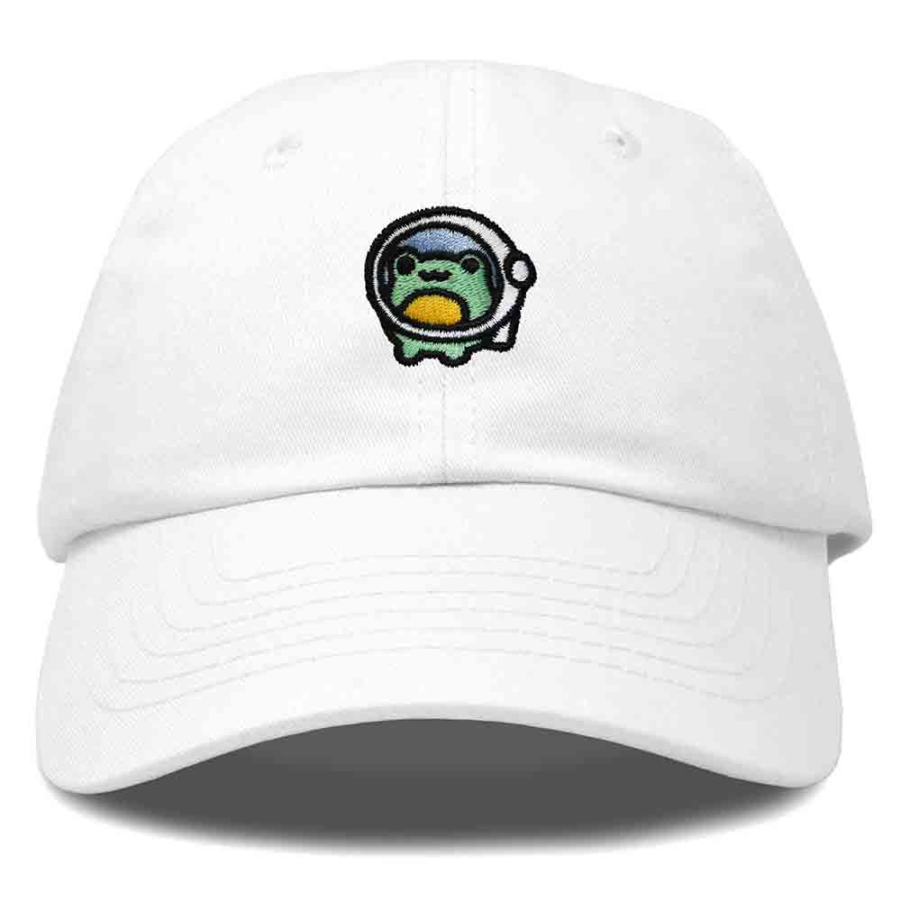 Dalix Cosmic Frog Embroidered Womens Cotton Dad Hat Baseball Cap Adjustable in White