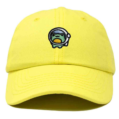 Dalix Cosmic Frog Embroidered Womens Cotton Dad Hat Baseball Cap Adjustable in Yellow