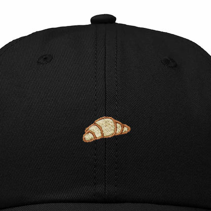 Dalix Croissant Pastry Embroidered Dad Hat Adjustable Cotton Twill Baseball Cap Cute Casual Women in Black
