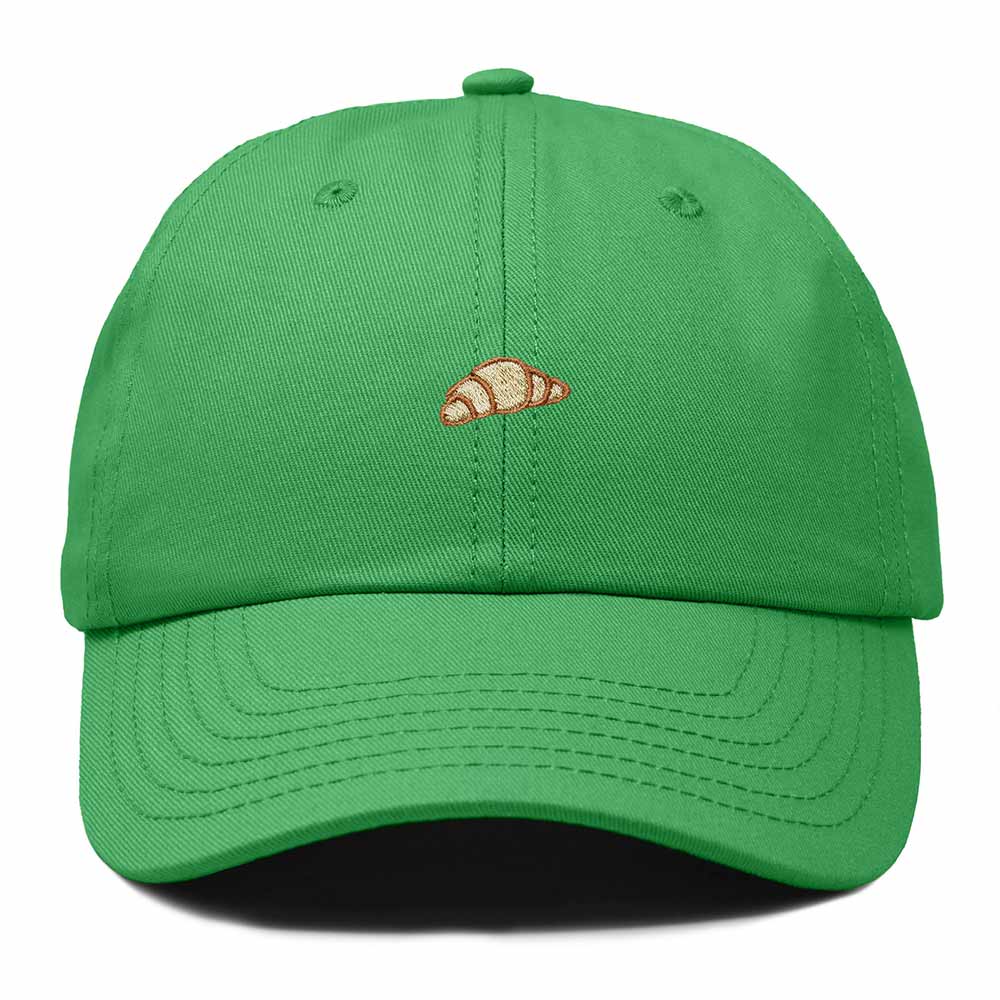 Dalix Croissant Pastry Embroidered Dad Hat Adjustable Cotton Twill Baseball Cap Cute Casual Women in Kelly Green
