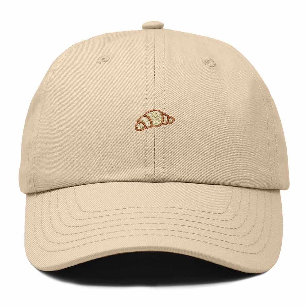 Dalix Croissant Pastry Embroidered Dad Hat Adjustable Cotton Twill Baseball Cap Cute Casual Women in Khaki
