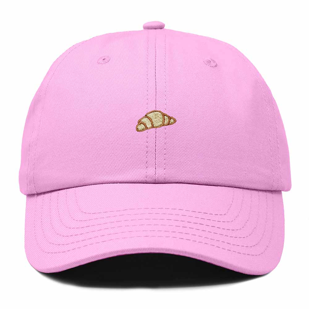Dalix Croissant Pastry Embroidered Dad Hat Adjustable Cotton Twill Baseball Cap Cute Casual Women in Light Pink