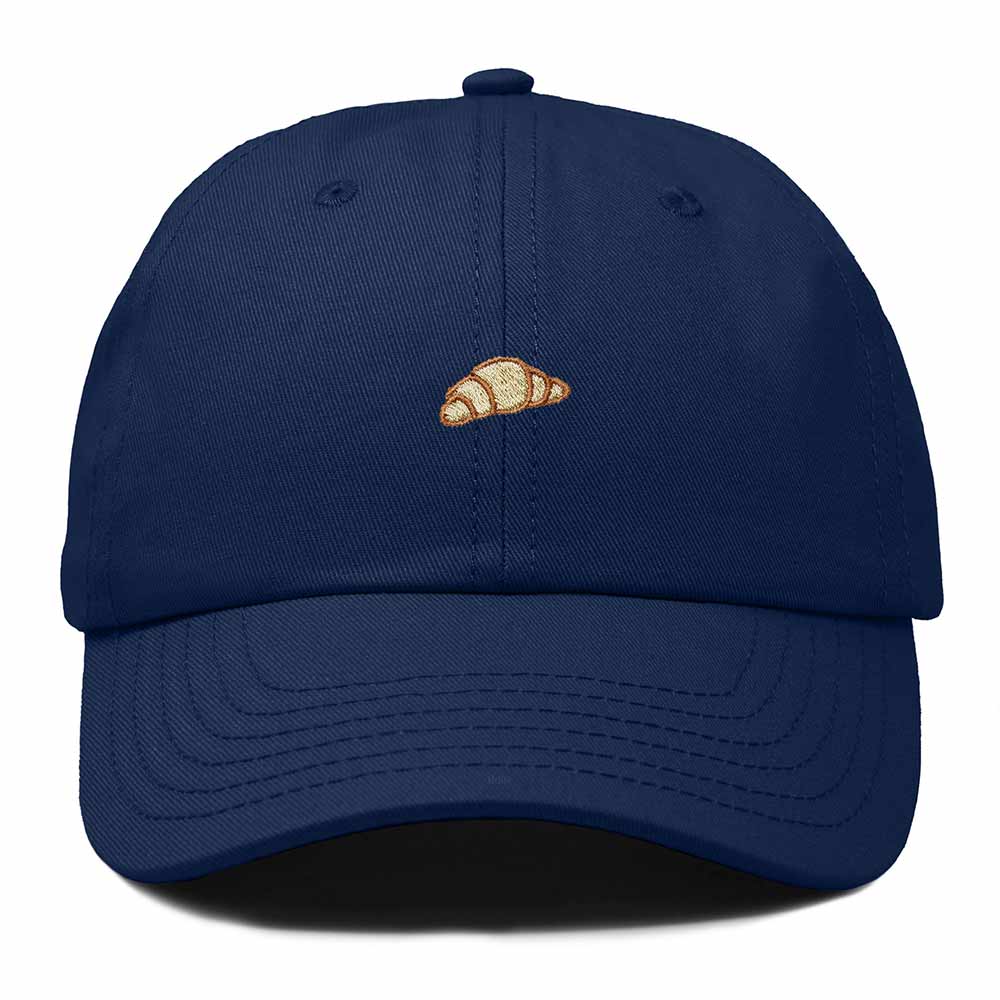 Dalix Croissant Pastry Embroidered Dad Hat Adjustable Cotton Twill Baseball Cap Cute Casual Women in Navy Blue