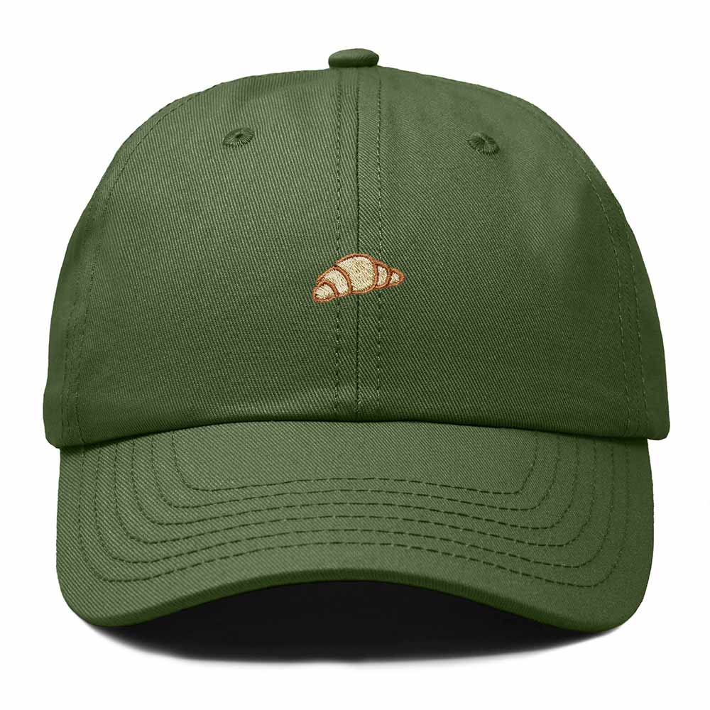 Dalix Croissant Pastry Embroidered Dad Hat Adjustable Cotton Twill Baseball Cap Cute Casual Women in Olive