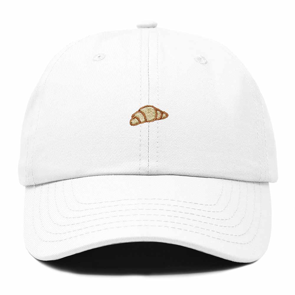 Dalix Croissant Pastry Embroidered Dad Hat Adjustable Cotton Twill Baseball Cap Cute Casual Women in White