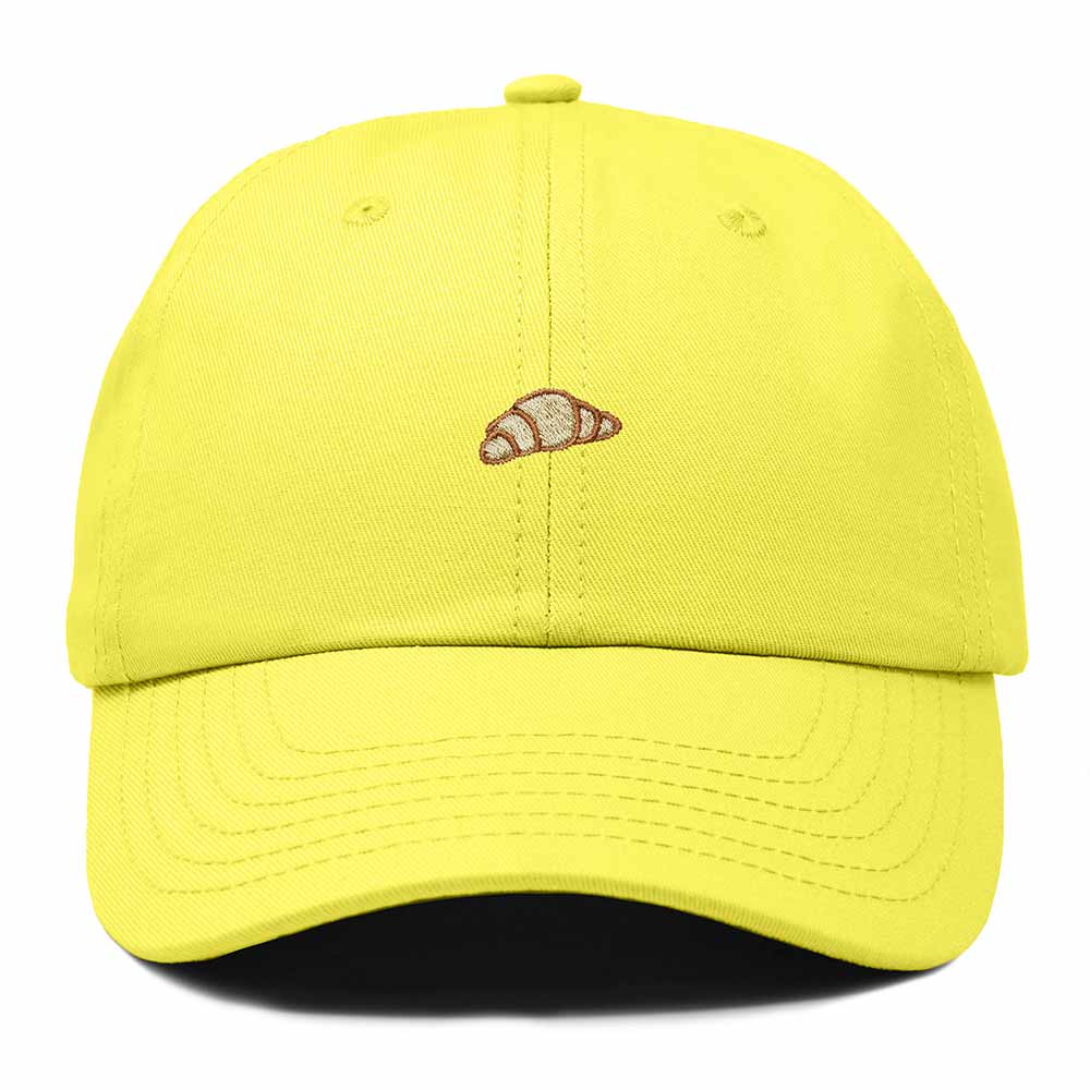 Dalix Croissant Pastry Embroidered Dad Hat Adjustable Cotton Twill Baseball Cap Cute Casual Women in Yellow