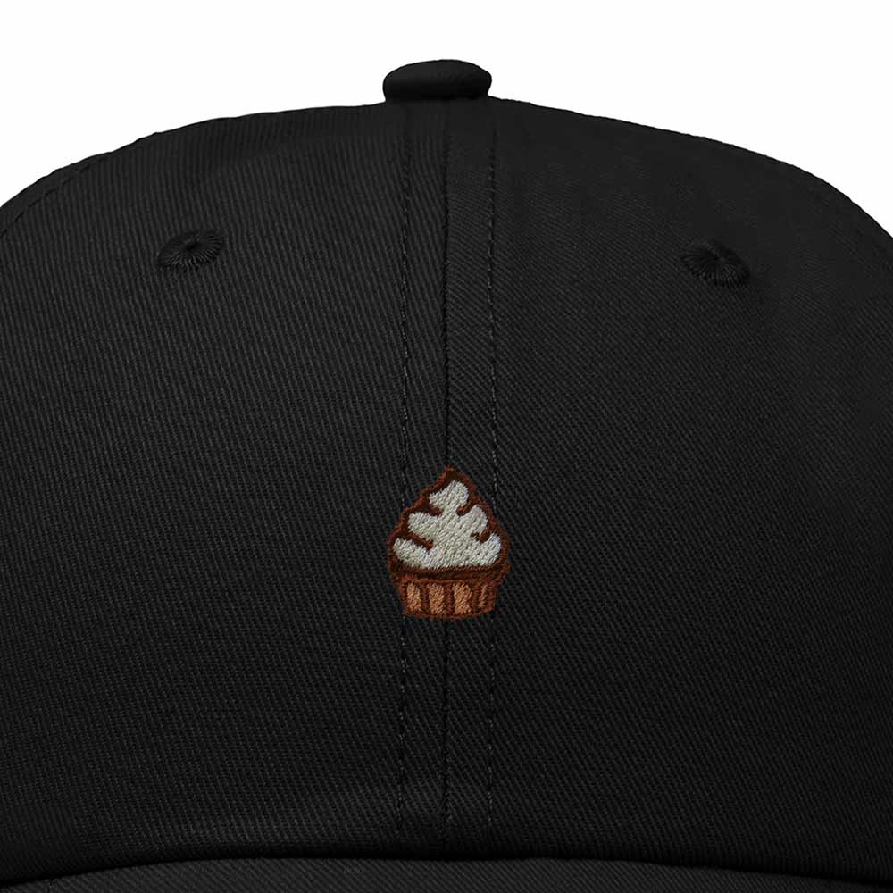 Dalix Cupcake Embroidered Dad Hat Cotton Cap Adjustable Strap Frosted Sweet Treat Low Profile Womens in Black
