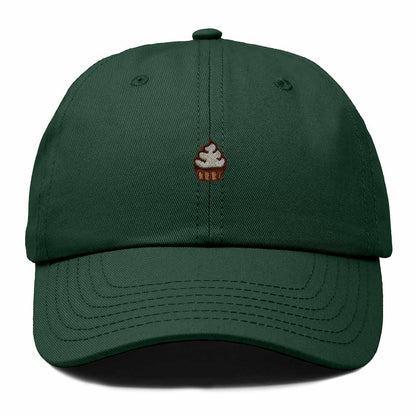 Dalix Cupcake Embroidered Dad Hat Cotton Cap Adjustable Strap Frosted Sweet Treat Low Profile Womens in Dark Green