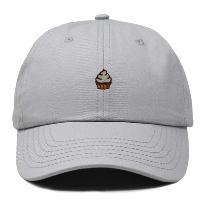 Dalix Cupcake Embroidered Dad Hat Cotton Cap Adjustable Strap Frosted Sweet Treat Low Profile Womens in Gray