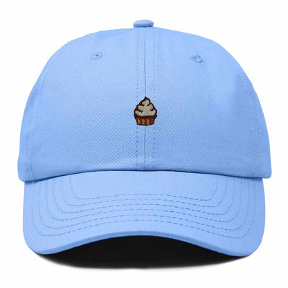 Dalix Cupcake Embroidered Dad Hat Cotton Cap Adjustable Strap Frosted Sweet Treat Low Profile Womens in Light Blue
