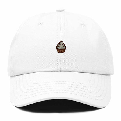 Dalix Cupcake Embroidered Dad Hat Cotton Cap Adjustable Strap Frosted Sweet Treat Low Profile Womens in White