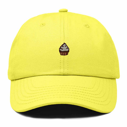 Dalix Cupcake Embroidered Dad Hat Cotton Cap Adjustable Strap Frosted Sweet Treat Low Profile Womens in Yellow