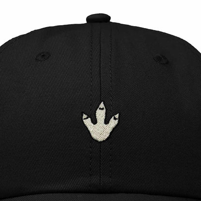 Dalix Dinosaur Track Footprint Embroidered Adjustable Cotton Twill Dad Hat for Men in Black