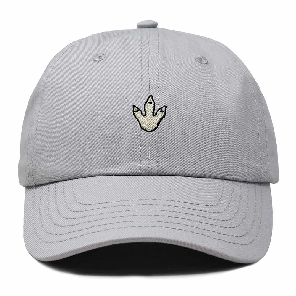Dalix Dinosaur Track Footprint Embroidered Adjustable Cotton Twill Dad Hat for Men in Gray