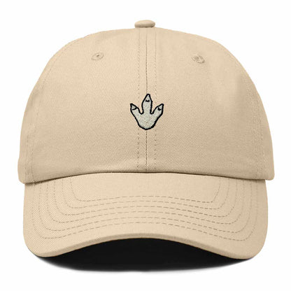 Dalix Dinosaur Track Footprint Embroidered Adjustable Cotton Twill Dad Hat for Men in Khaki
