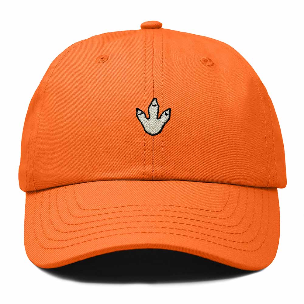 Dalix Dinosaur Track Footprint Embroidered Adjustable Cotton Twill Dad Hat for Men in Orange