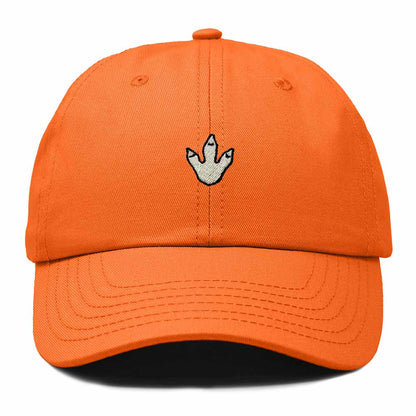 Dalix Dinosaur Track Footprint Embroidered Adjustable Cotton Twill Dad Hat for Men in Orange