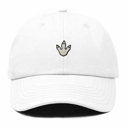 Dalix Dinosaur Track Footprint Embroidered Adjustable Cotton Twill Dad Hat for Men in White