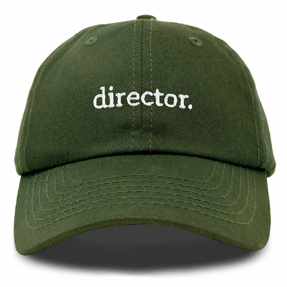 Dalix Director Embroidered Cotton Baseball Cap Adjustable Dad Hat Mens in Olive
