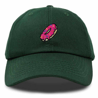 Dalix Donut Embroidered Mens Cotton Dad Hat Baseball Cap in Dark Green