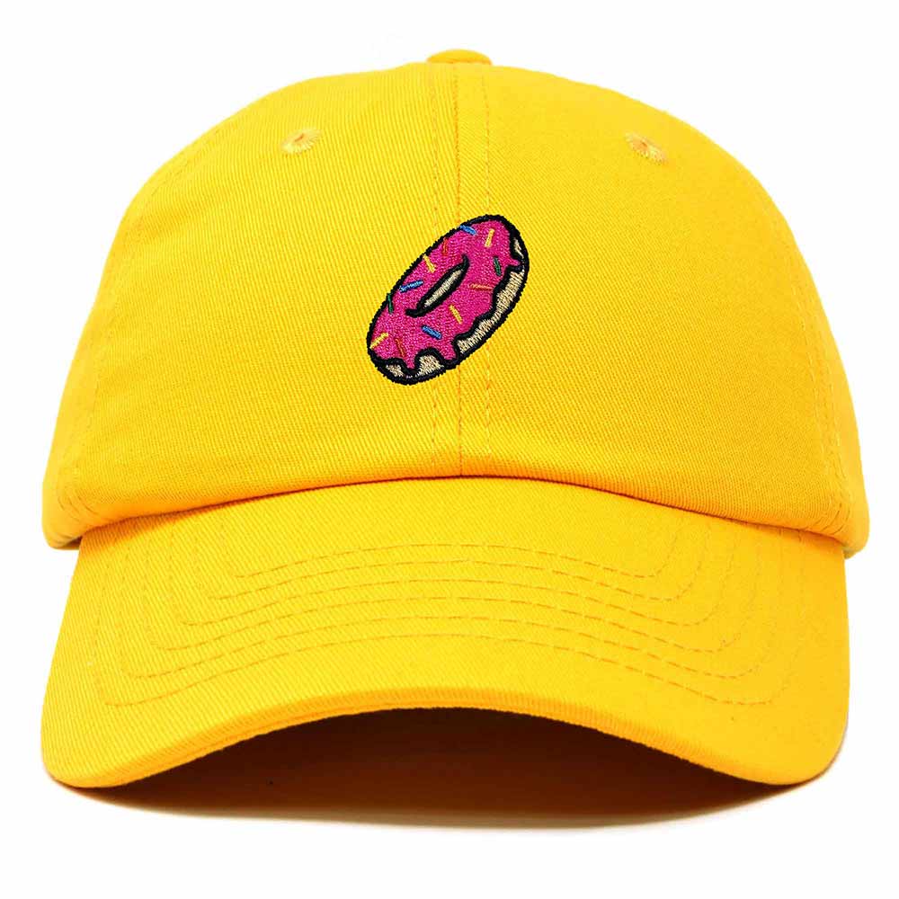 Dalix Donut Embroidered Mens Cotton Dad Hat Baseball Cap in Gold