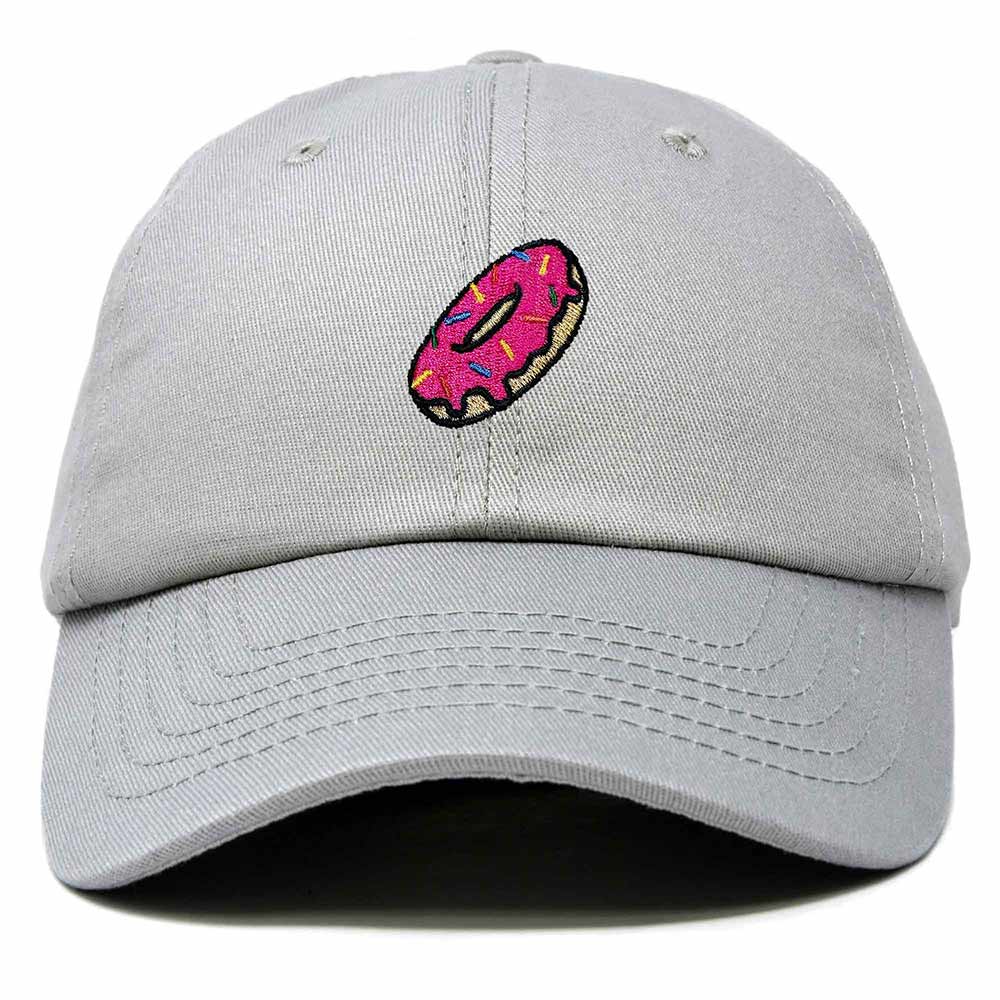 Dalix Donut Embroidered Mens Cotton Dad Hat Baseball Cap in Gray